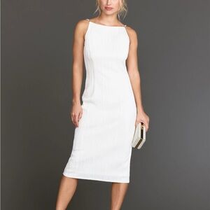 Lena Pearl Strap Ripple Textured Midi Dress